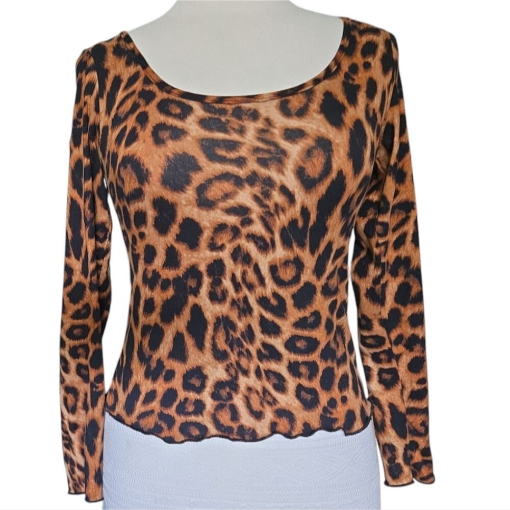 Olivia Rea Chic Leopard Print Long Sleeve Top - M